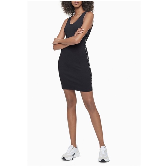 Calvin Klein Dresses & Skirts - Calvin Klein Logo Tape Ribbed Sleeveless Mini Dress